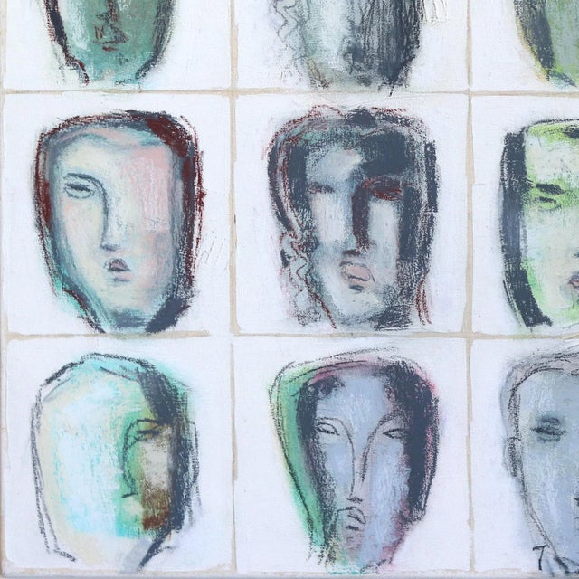 Original Oil and Mixed Media Painting on Canvas "Faces 43 (Kopfbild 43)" by Bernhard Zimmer For Sale - Image 4 of 9