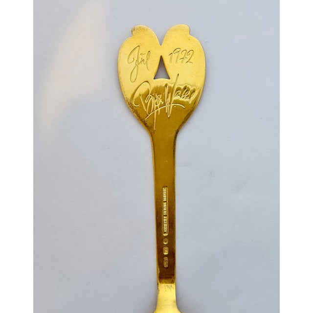 Anton Michelsen Gilt Sterling Silver Enamel Christmas Spoon, Bjørn Wiinblad, 1972 1972 Bjørn Wiinblad’s design for the...