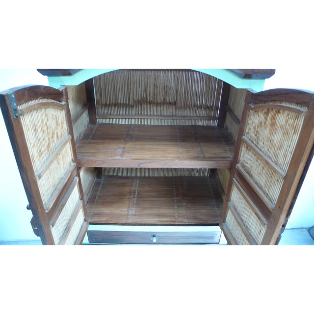 Wood Tiki Bamboo Cabinet with Two Doors and Drawer, 1970s For Sale - Image 7 of 8