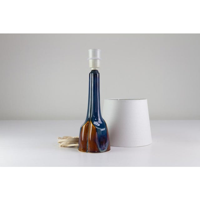 Danish Modern Blue and Brown Ceramic Table Lamp by E. Johansen for Søholm, 1960s For Sale - Image 15 of 18