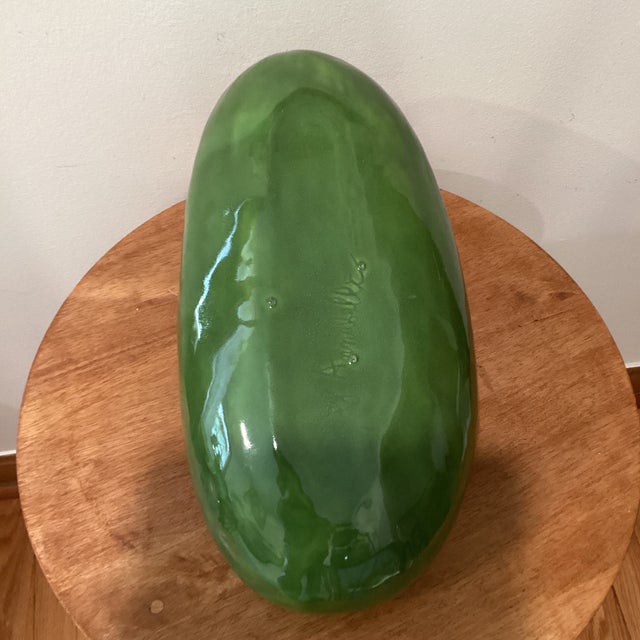 Kelly Green Mid 20th Century Ceramic Glazed Watermelon Basket Artist Signed For Sale - Image 8 of 12