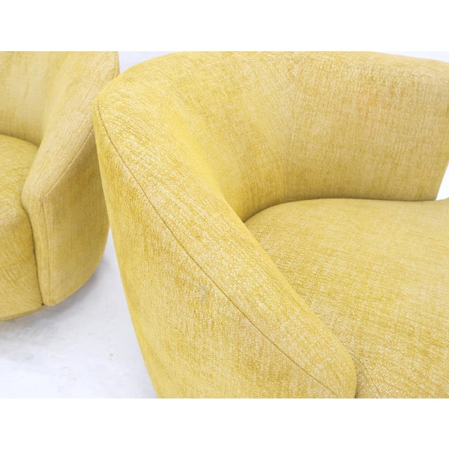 Pair of Vladimir Kagan for Directional Nautilus Chairs Yellow Gold MINT!