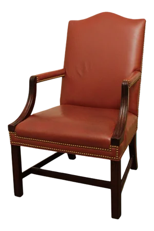 Traditional Leather & Mahogany Tufted Armchair