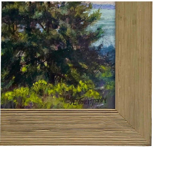 Blue Ann Thiermann Monterey Bay Pastel Landscape Painting 22" Framed For Sale - Image 8 of 10