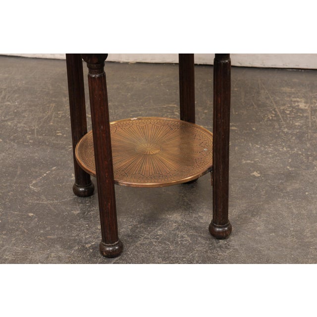 Italian Antique Italian Brass & Wood Accent Table For Sale - Image 3 of 12