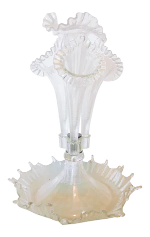 Victorian Clear Ruffled Glass Epergne