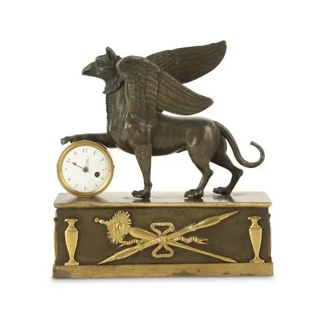 Antique Early 19th Century George III Gilt Bronze Griffin Mantel Clock For Sale In New York - Image 6 of 11