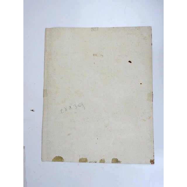 Early 20th century french watercolor on paper landscape painting of dark forest and castle. Unsigned. Unframed, age...