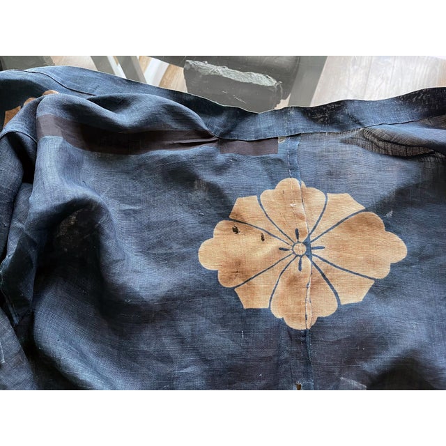 Japanese Two-Piece Indigo Asa Kyogen Festival Costume Meiji Period For Sale - Image 12 of 14