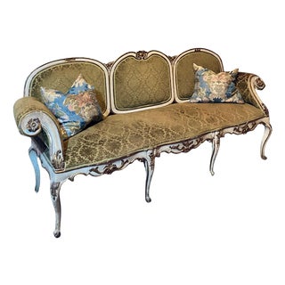 17th Century Italian Baroque Louis XIV Lacquered and Parcel Gilt Sofa For Sale