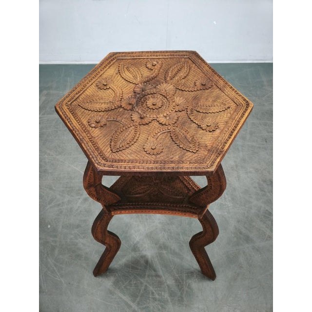 Antique Central European Hand-Carved Beech Side Table, 1890s For Sale - Image 11 of 12