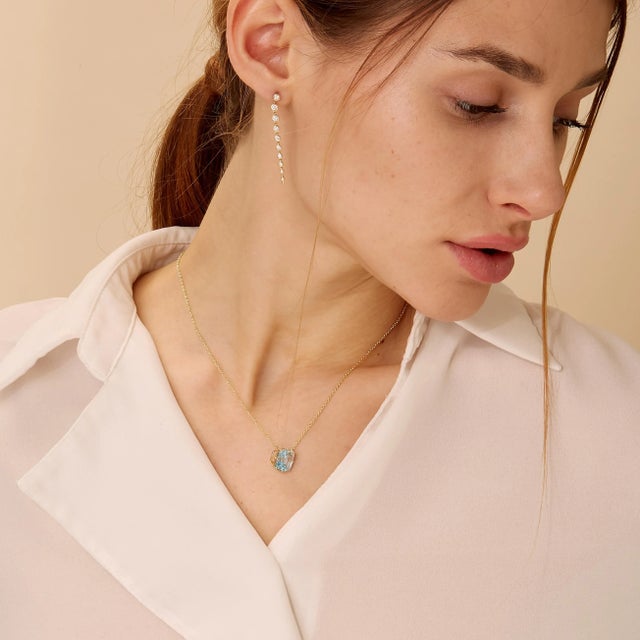 Contemporary Syna Yellow Gold Blue Topaz Necklace For Sale - Image 3 of 4