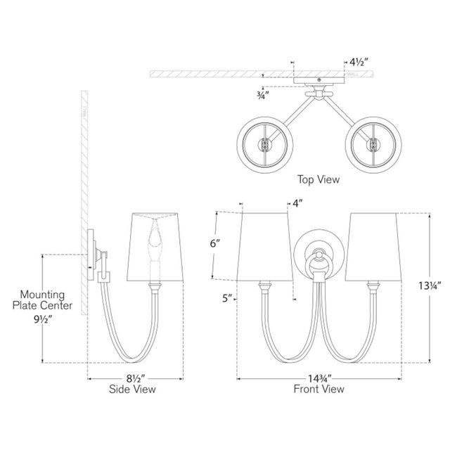 Reed Double Sconce in Antique Nickel with Linen Shades Designer: Thomas O'Brien Finish: Antique Nickel Height: 13" Width:...