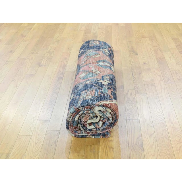 1890 Antique Persian Serapi Rust & Navy Medallion Rug For Sale - Image 12 of 13