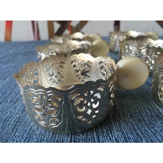 1970s Silver Plated Tea Cup Holders With Bakelite Handle For Sale - Image 5 of 6