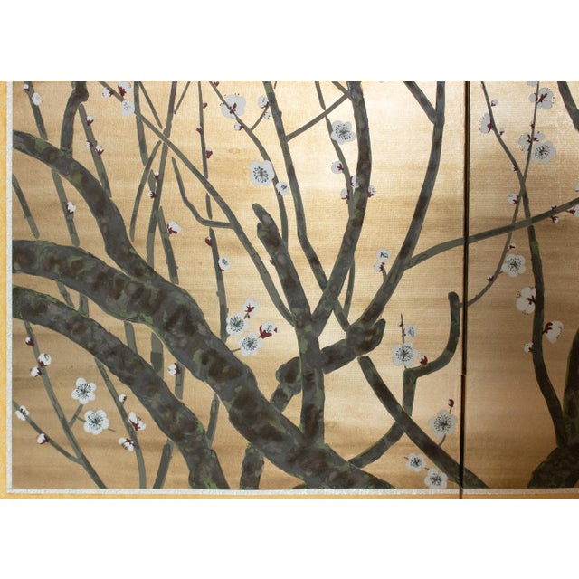 1970s "Sakura and Mejiro Birds", 1970s Showa Era Japanese Byobu Screen For Sale - Image 5 of 18