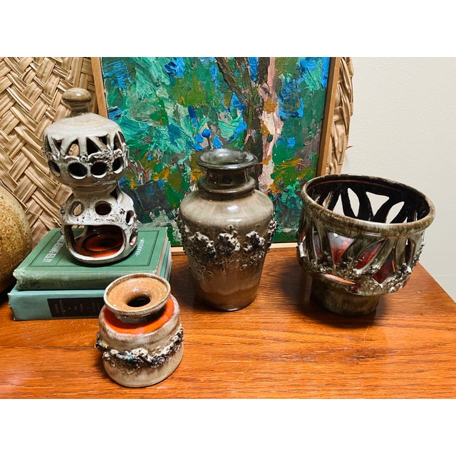 Mid Century Icelandic Glit Lava Pottery Set- 4 Pieces For Sale - Image 14 of 14