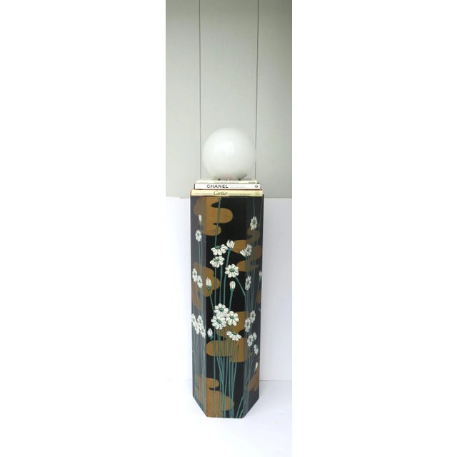 Modern Art Nouveau Pedestal Column Stand, Black and Gold, Circa 20th Century For Sale - Image 3 of 12