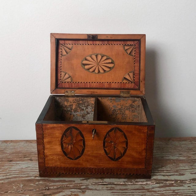 Wood Late 18th Century George III Mixed Woods Tea Caddy For Sale - Image 7 of 9