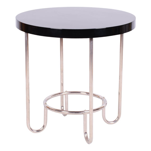 Czech Bauhaus Round Table in Chrome attributed to Slezák Factories, 1920s For Sale
