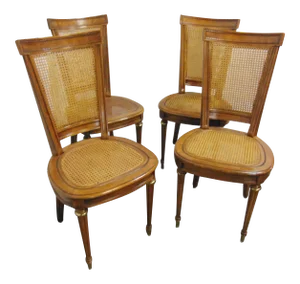 Drexel Louis XVI Style Fruitwood Caned Dining Chairs - Set of 4