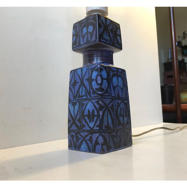 Blue Ceramic Table Lamp by Nils Thorsson for Royal Copenhagen & Fog & Morup, 1970s For Sale - Image 6 of 10