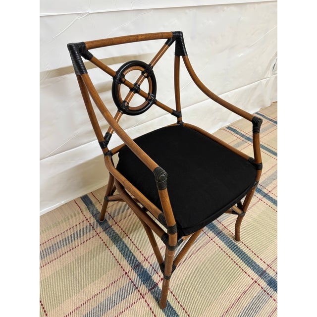 Vintage Alleged McGuire Rattan 'Target Back' Armchair For Sale - Image 9 of 9