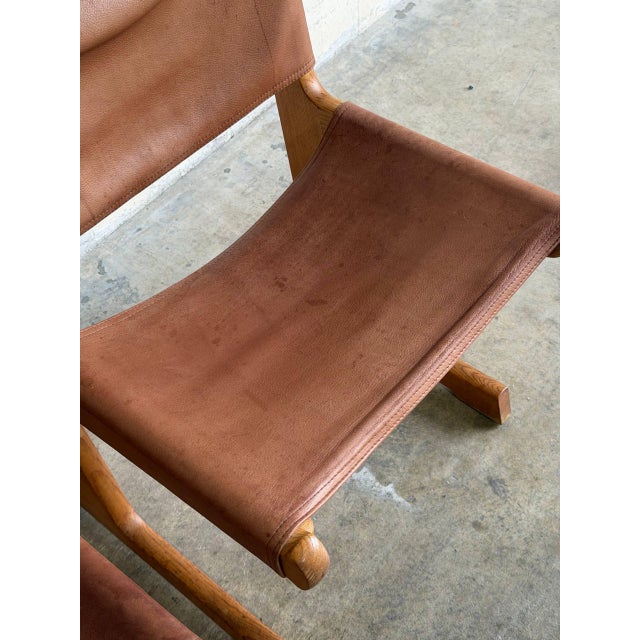 Brown Saddle Brown Leather Dining Chairs Set of 4 Mid-Century Modern 1970s For Sale - Image 8 of 14