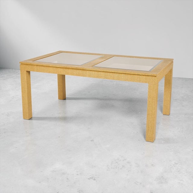 Karl Springer 1970s Karl Springer Style Organic Modern Grasscloth Ming Form Dining Table or Desk For Sale - Image 4 of 10