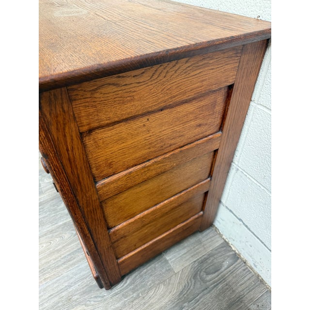 Antique Arts & Crafts Oak Washstand With Castors For Sale - Image 9 of 16