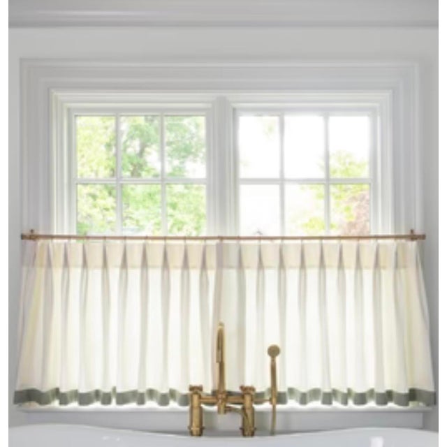 French Country Pierre Frey Teacup Fabric "Minton Blanc" Rod Pocket Cafe Curtains (2) For Sale - Image 3 of 4