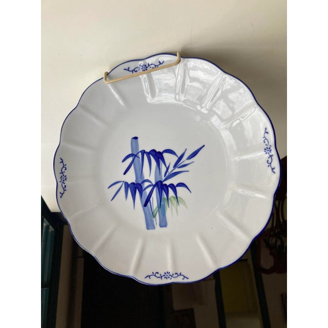 Vintage Fine Asian Porcelain Bamboo & Floral Design Plate For Sale In New York - Image 6 of 6
