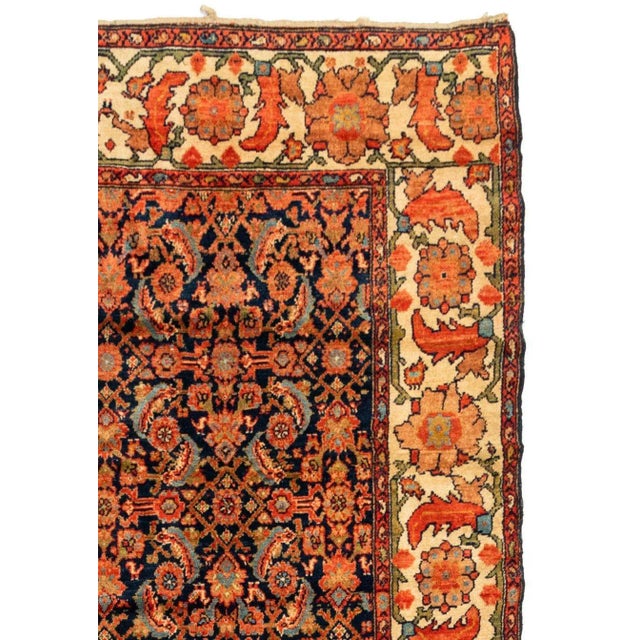 Antique Rust Ivory and Navy Blue Malayer Persian Rug For Sale - Image 4 of 5