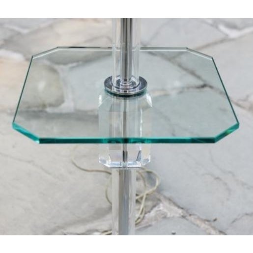 Modern Mid 20th Century Lucite and Glass Table Floor Lamp For Sale - Image 3 of 6