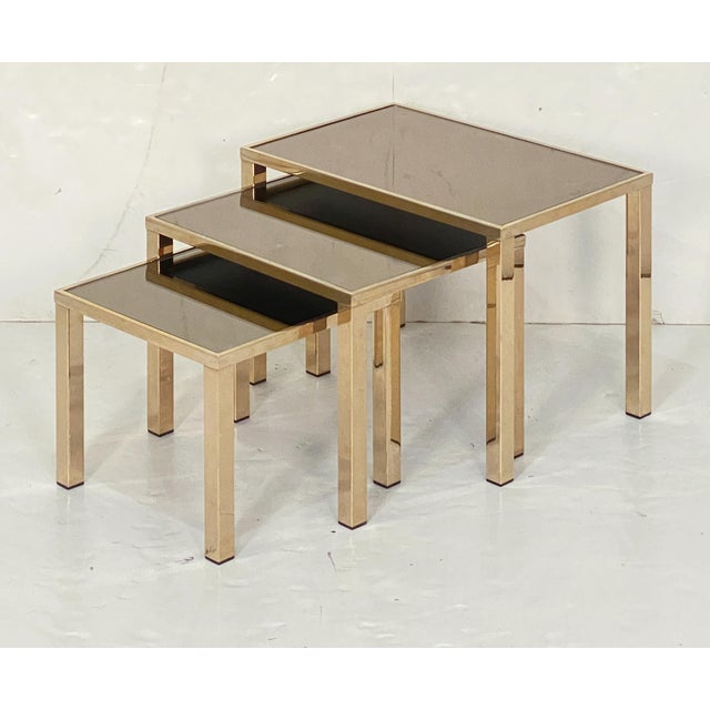 Mid 20th Century Set of Three Belgo Gilt Chrome Stacking or Nesting Tables From Belgium For Sale - Image 5 of 8