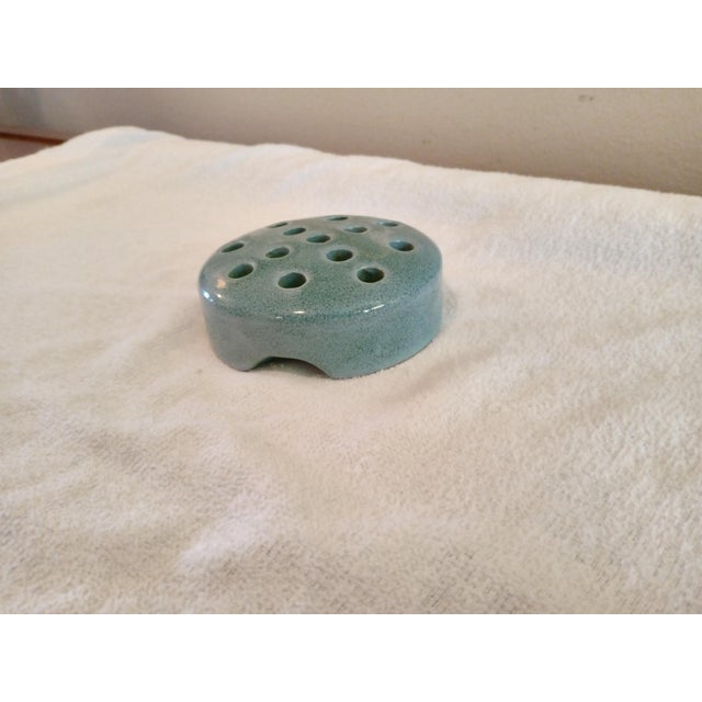 Vintage Weller Style 3 3/4" Green 13 Hole Flower Frog. Flower frog is in excellent vintage condition without chips or...