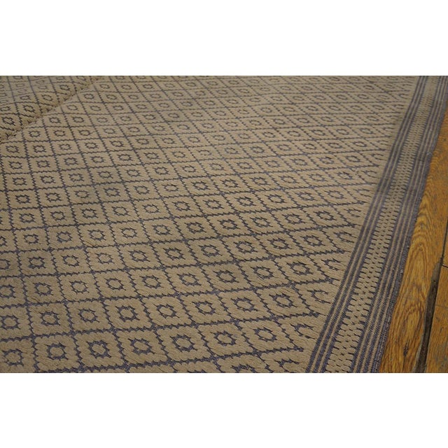 1920s Beige Diamond Antique Indian Cotton Dhurrie Rug 5'9" X 8'10" Flat Weave Cotton Carpet For Sale - Image 4 of 6