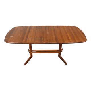 Danish Modern Two Leaf Pedestal Base Teak Dining Table For Sale