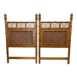 Lexington Furniture Coastal Style Faux Bamboo Twin Headboards- A Pair For Sale