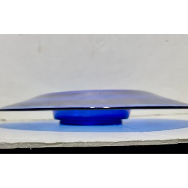 MCM Cobalt Glass Center Bowl For Sale - Image 11 of 13