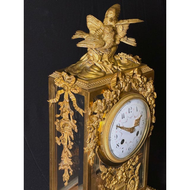 19thC French Louis XVI Gilt Bronze Marble Clock Set 3pc For Sale - Image 6 of 17