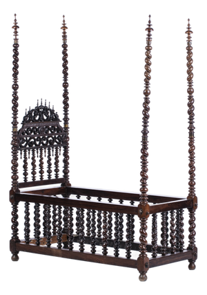 Canopy Bobbin Lace Cradle in Noble Wood, 1600s