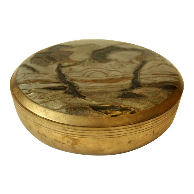 1970s Vintage - Cloisonne and Brass Jewelry Box For Sale