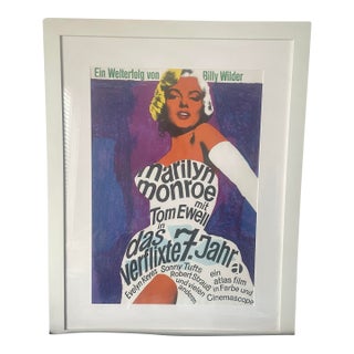 Vintage German A1 “The Seven Year Itch” Marilyn Monroe Movie Poster, Professionally Framed For Sale