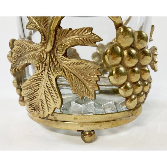 Vintage Cut Glass Champagne Chiller With Brass Grape Motif Base For Sale - Image 9 of 10