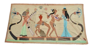 1970s Vintage Ancient Scene Large Scale Egyptian Applique Textile