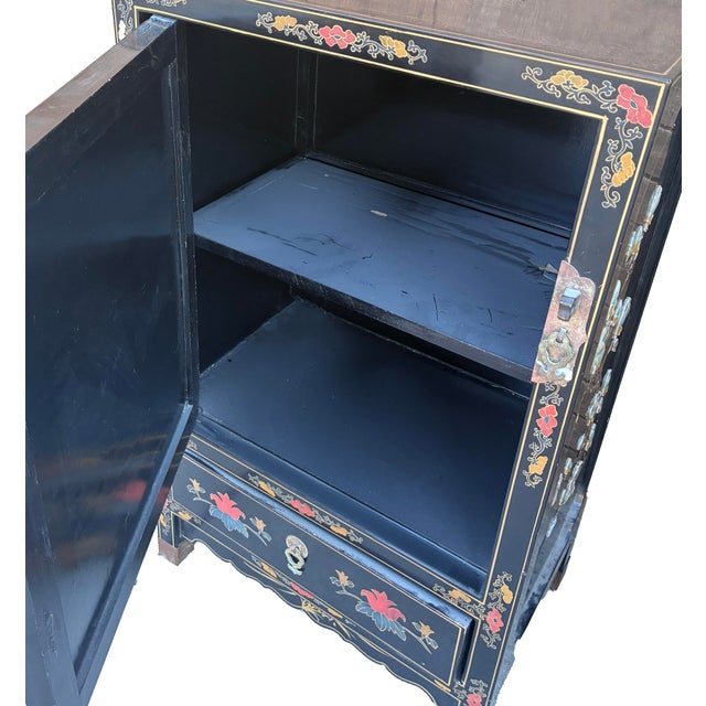 Mid 20th Century Pair of Laquer and Soapstone Inlay Cabinets/Nightstands For Sale - Image 5 of 7