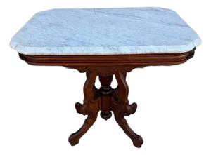 Vintage Eastlake Victorian Style Marble Top Side Table