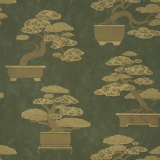 Sample - Schumacher Bonsai Tree Wallcovering In Olive For Sale