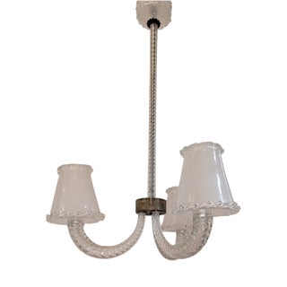 Murano Glass Chandelier with Brass Finishes from Barovier & Toso, 1940s For Sale